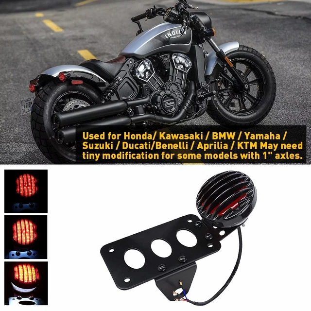 LED 1" Axle Motorcycle License Plate Bracket Tail Light Fit for Chopper Bobber