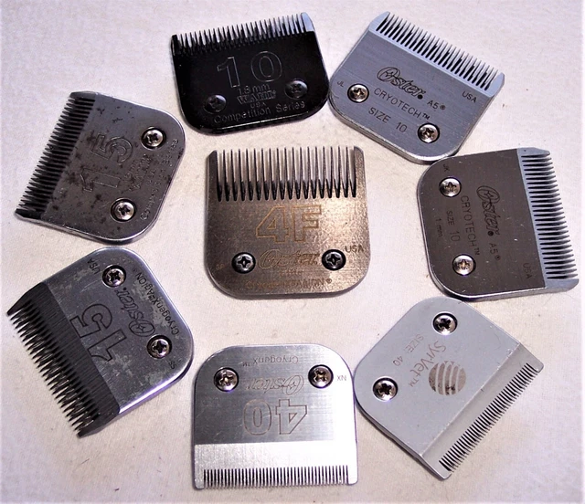A5 CLIPPER Professional Sharp #4F, 10, 15,40  Blade LOT of 8 Oster Wahl Syrvet