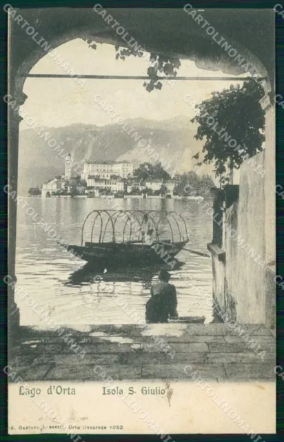 Novara Orta San Giulio Lago Barca PIEGA cartolina RB7393