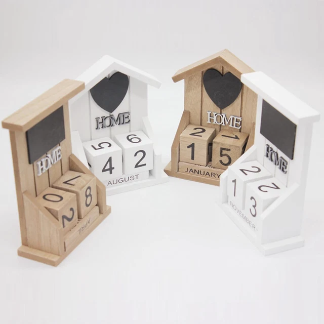Calendrier Perpétuel En Bois Shabby Chic - Calendrier De Bureau à Rabat Pour Maison Et Bureau
