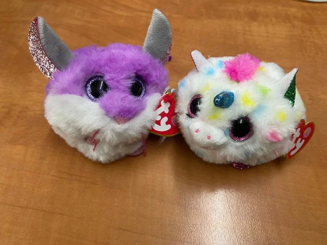 Lot de 3 peluches Puffies - Harmony La Licorne, Colby La souris.