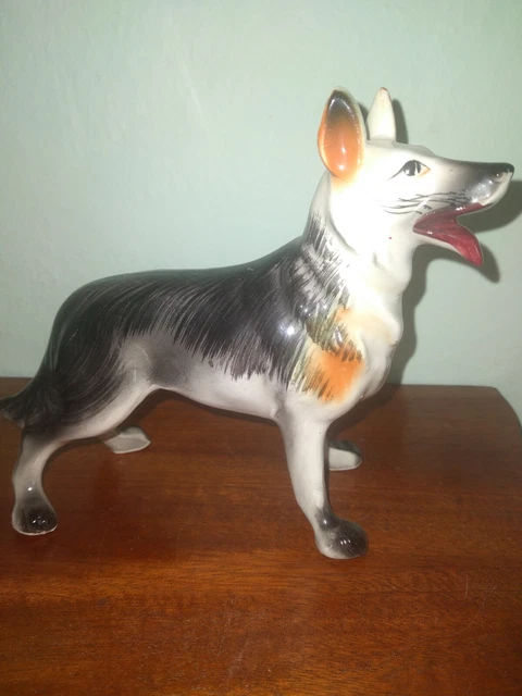 Vintage German Shepherd dog Figurine Porcelain Japan 50's / 60's modern looking