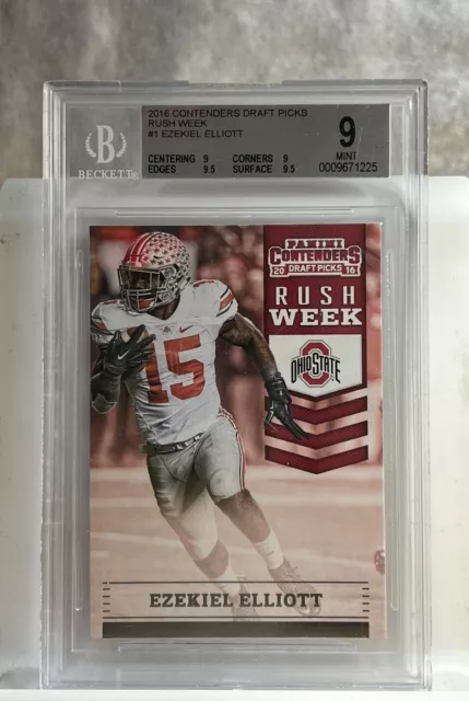 2016 Panini Contenders DP Rush Week #1 Ezekiel Elliott RC Rookie BGS 9 MINT🔥