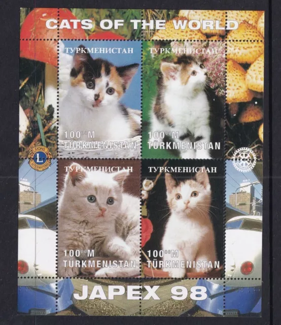 Turkmenistan Mint Stamps in Sheet of 4-Cats MNH