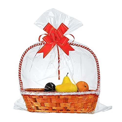 100-pack Large Cellophane Wrap 24" x 30" Clear Cellophane Basket Gift Bags Ex...