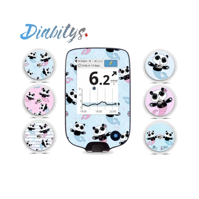 FREESTYLE LIBRE 2 Reader Sticker and 6 Sensor Stickers - Panda Mermaid ...