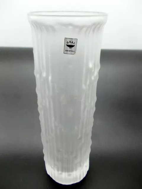 Gral Glas Vase 60s Matt Relief mit Label 17,5 cm