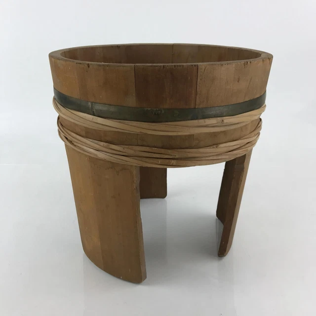 Japanese Handmade Wooden Oke Bucket Sushioke Hangiri Vtg Sushi Handai BK19