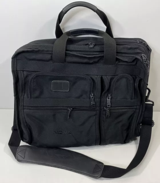 Tumi Alpha Expandable Black Ballistic Nylon Briefcase Work Shoulder Bag