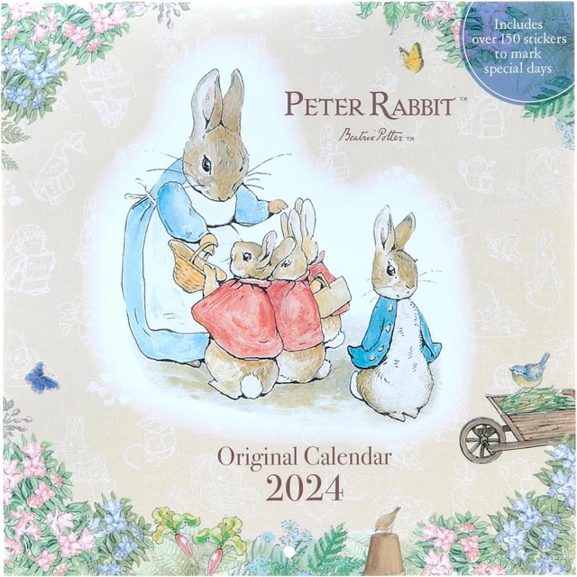 2024 PETER RABBIT Wall Hanging Calendar with Schedule Sticker AM15030