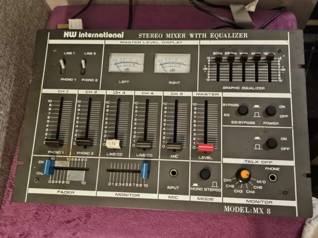 HW International Model MX8 Stereo Mixer with Equalizer - Untested
