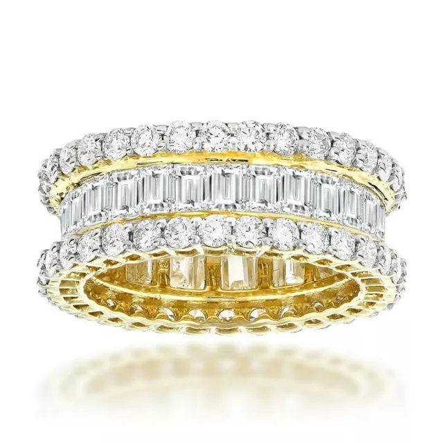 5Ct Emerald Round Simulated Diamond Eternity Wedding Band 14k Yellow Gold Plated