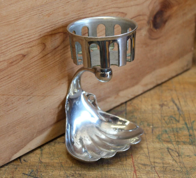 Antique Triad Victorian Corner Bathroom Soap Dish Cup Holder Nickel Brass Vtg