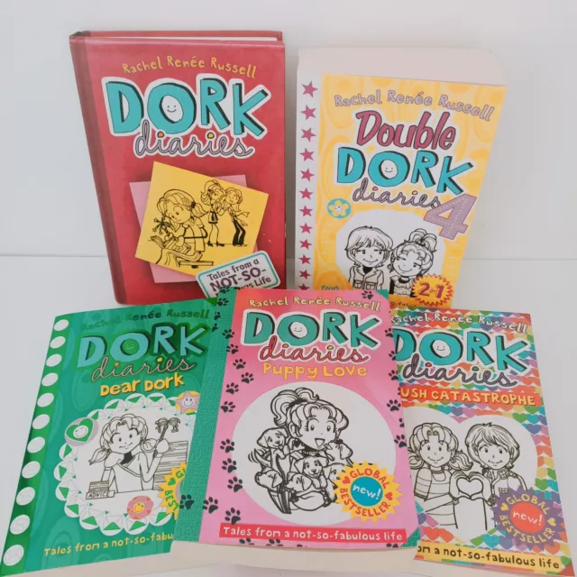 Dork diaries Rachel Renee Russell x 5 books (6 stories) 1 Hardback, 4 Paperbacks