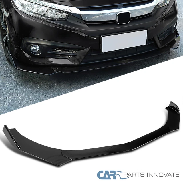 Fits Universal Ford Honda BMW Glossy Black PP Front Bumper Lip Spoiler 3PC