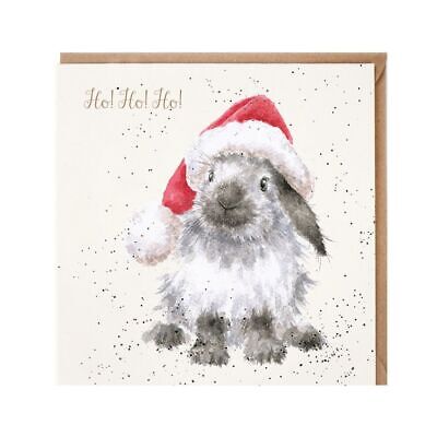 NEW Wrendale Designs 'Ho Ho Ho' Cute Bunny Rabbit Christmas Card 15cm UK