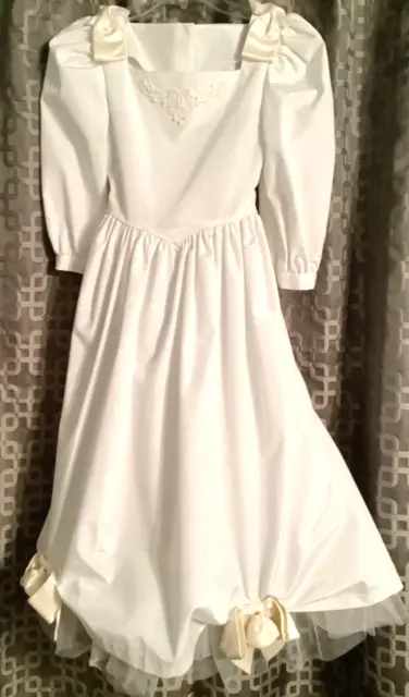 Storybook Heirlooms Dress Girls Sz 8 Vintage White 1st Communion Flower Girl EUC