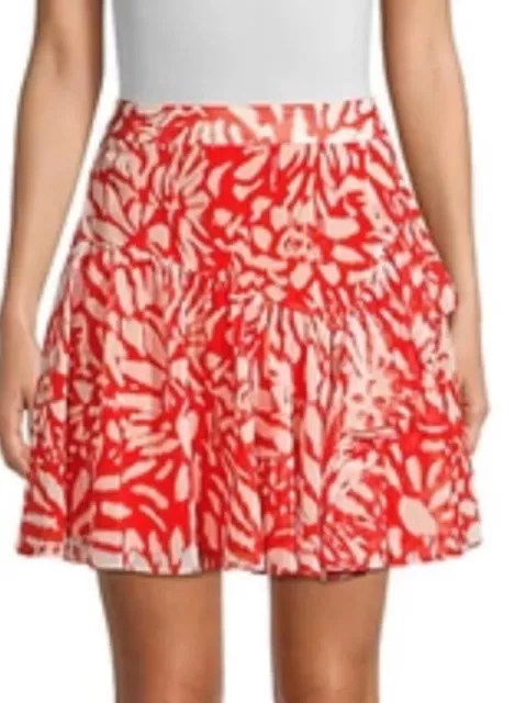 Milly Heidi Ikat Metallic Chiffon Mini Skirt Size 2 MSRP $295