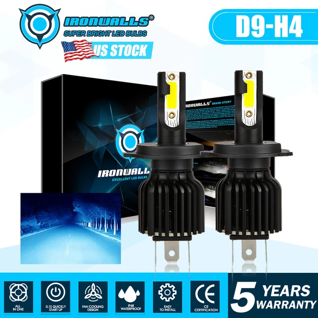 H4 9003 ICE Blue LED Headlight Bulb Conversion Kit High Low Beam 8000K ...