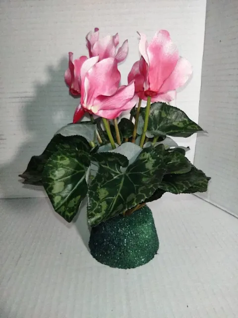 Cute Little Artificial Cyclamen Plant Silk Flower Arrangements TWO-TONED FUCHSIA