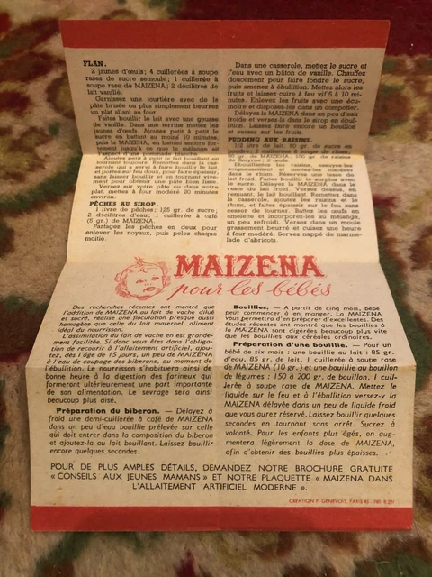 petit dépliant publicitaire"maizéna"pour la cuisine