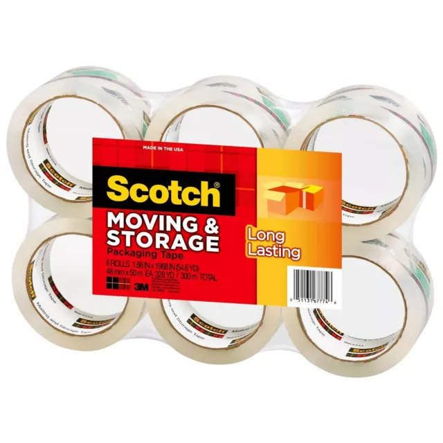 Scotch 3M Storage Packing Tape 6 Rolls Heavy Duty Shipping Packaging Moving New. 2