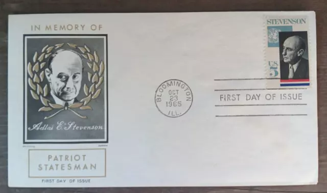 Adlai Stevenson U.n. Ambassador Governor Diplomat 1965 Jackson Cachet Fdc Unaddr