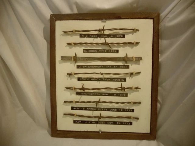 Vtg Original Barbed Wire Display Collection 7 Wires Historical 1800's Antique