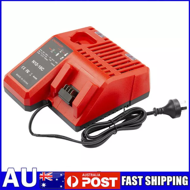 18V Rapid Fast Charger For Milwaukee Battery M12 M18 48-11-1850 M12-18C Li-Ion