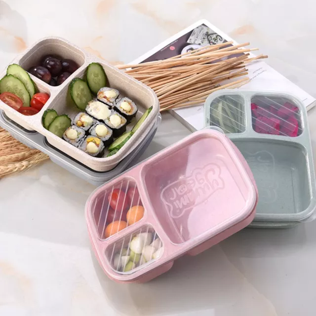 Repas Boite Boîte Déjeuner Bento Micro-Ondes Rechange 23.5x15x5cm 3 Compartiment