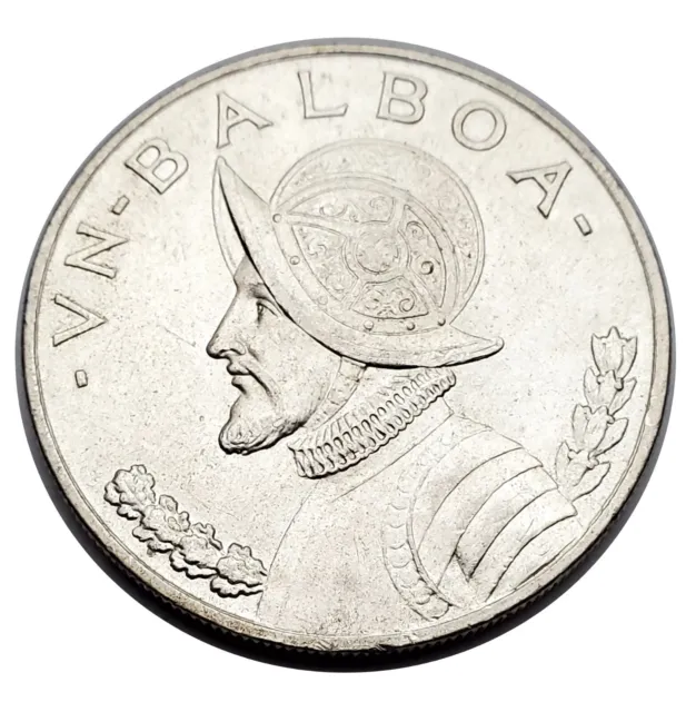 Unc 1947 PANAMA Large CONQUISTADOR BALBOA Liberty Vintage Silver Coin # 0374