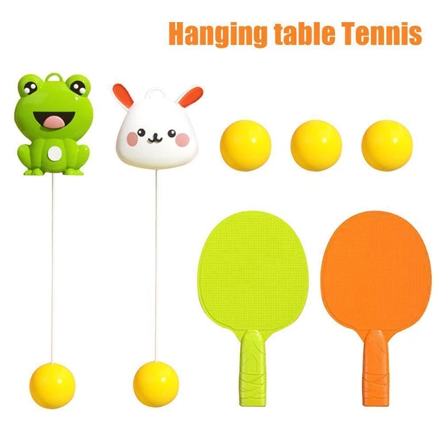 INDOOR HANGING TABLE Tennis Trainer with Racket and Exerciser Balls A A ...