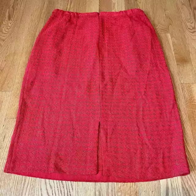 New St. John Collection Marie Gray Light Coral Knit Pencil Skirt Sz 10 MSRP $795 3