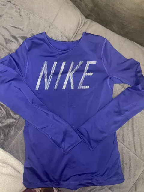 Nike Girl's Dri-Fit Therma Long  Purple Sleeve Shirt Size Medium