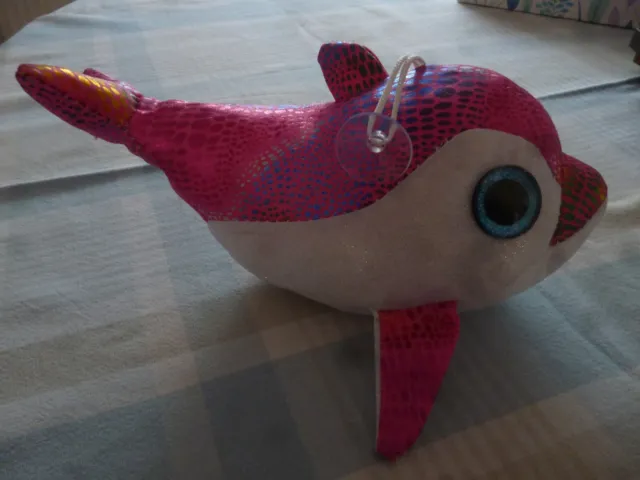Delphin pink mit Glitzer & Glitzeraugen wie NEU zum Aufhängen * 22 cm