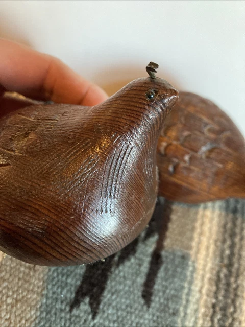 Vintage Hand Carved Wooden Wood Quail Artist