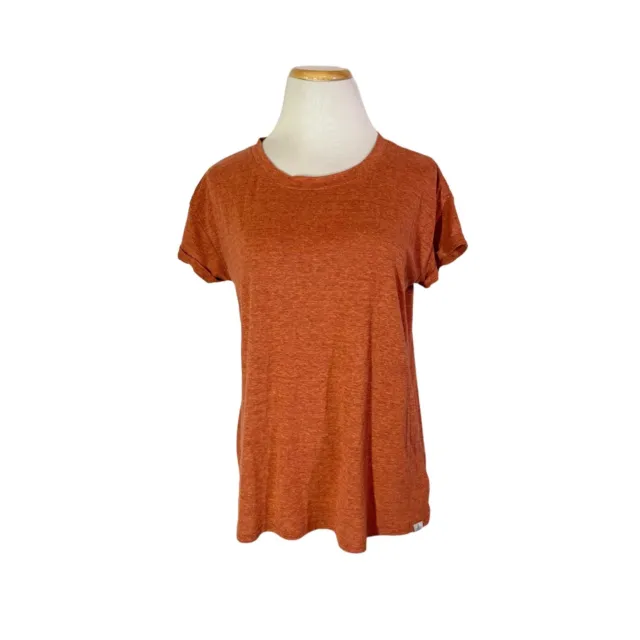 Prana Size S Orange Short Sleeve Knit Tee Top Hemp Blend