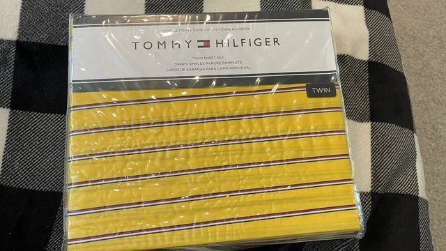 tommy hilfiger twin sheets set 4 pcs yellow color