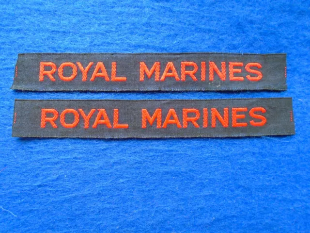 A Pair Wwii Royal Marines Cash Tape Shoulder Titles