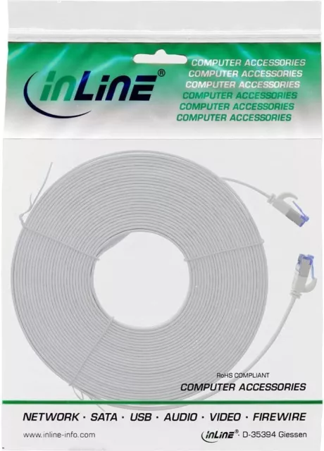 Cavo patch piatta InLine® U/FTP Cat.6A TPE alogeno - bianco 20 m 2