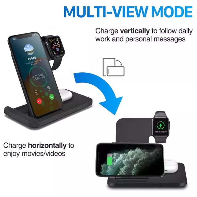 3in1 Wireless Charging Station Charger Stand For Apple Watch Air Pods iPhone 12