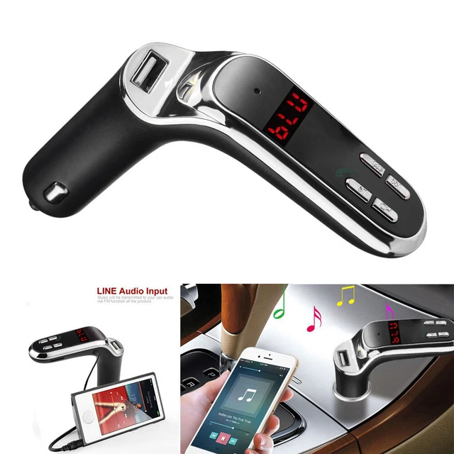 -Bluetooth Car Kit Handsfree FM Transmitter Radio MP3 Player USB Charger & AUX -