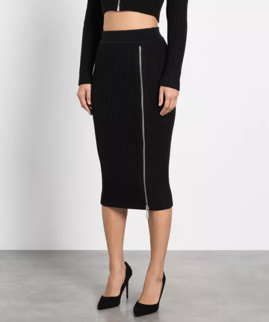 Michael Kors Collection Black wool knit stretch maxi skirt BNWT SMALL 3