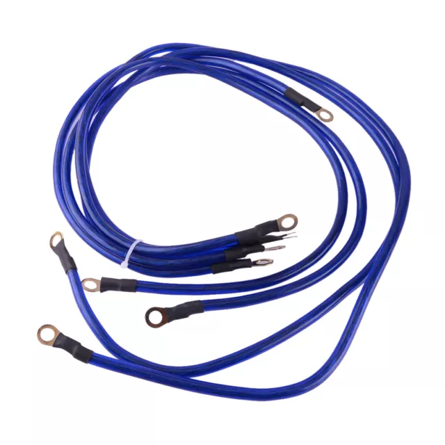 Vehicle 5-Point Car Grounding Wire Ground Cable Universal System Kit Blue