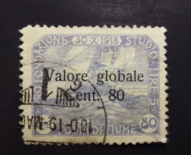 Raro! Fiume 1920 Varietà 80 Cent. Violetto Sassone 106 A Valore Globale Grossich