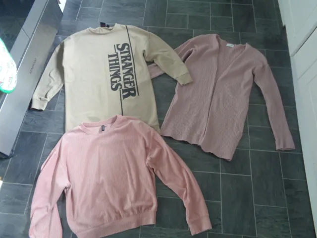 pacchetto vestiti ragazze-13/14/15 anni-maglione rosa + cardigan + cose strane top lungo
