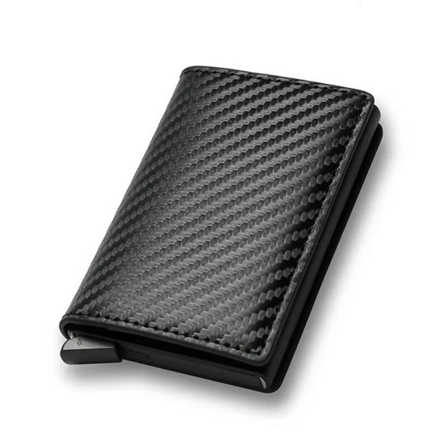 AUTOMATIC CARBON RFID Wallet Anti Theft Brush Card Bag Wallet Female