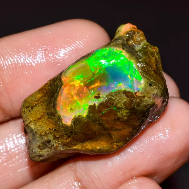 Ethiopian opal rough Welo Feu Noir Brut Opale Cristal Pierre Précieuse 38 CT
