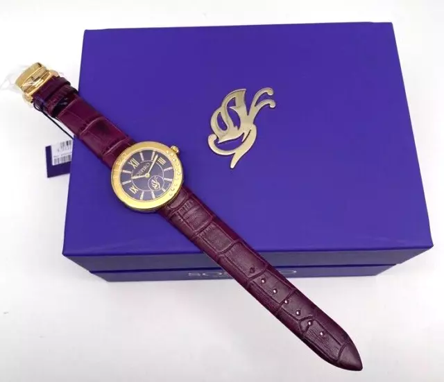 orologio da polso donna di lusso purple oro diamanti al quarzo pelle swiss made 3