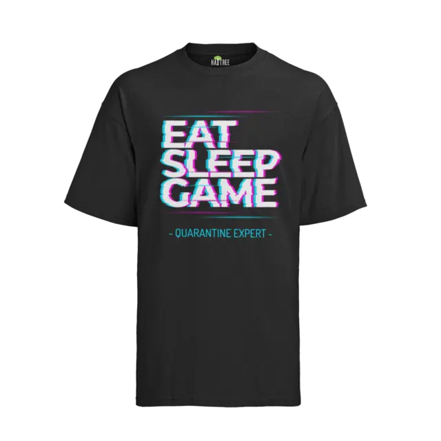 Eat Sleep Game Quarantine Geek Nerd Zocker Console PC Giocatore Bio Uomo T-shirt
